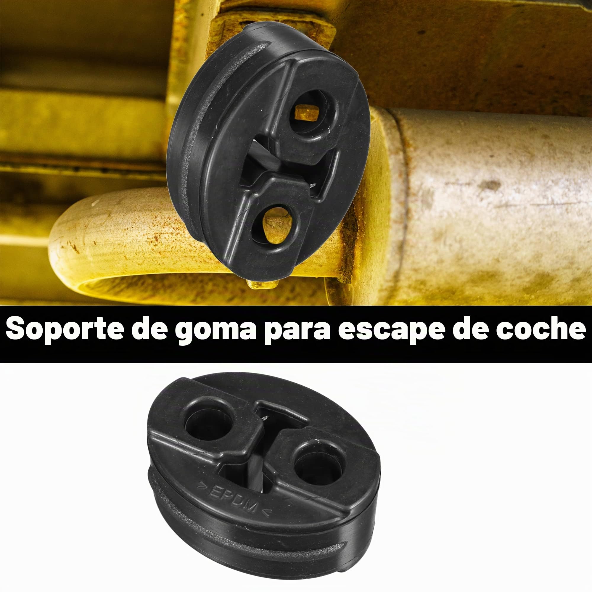 A ABSOPRO Soporte De Escape De Goma 4Uds Para Silenciador 13Mm 2 Agujeros | Tamaño 6.1X4.6X3Cm, Absorbe Vibraciones, Reduce Ruido, Aislante De Silenciador Ajustable, Universal