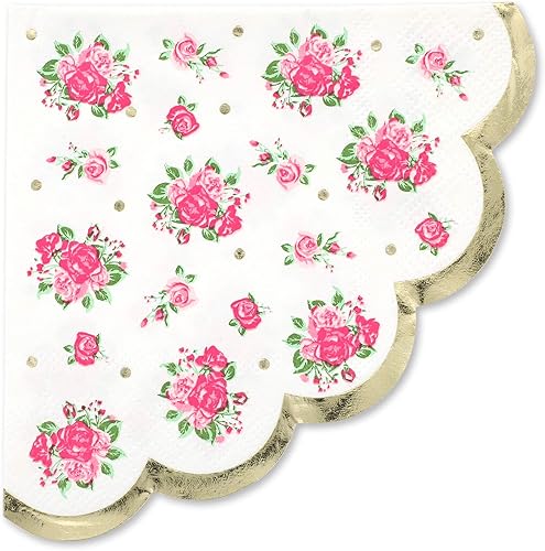Miniatura 6 de Juvale Servilletas de papel floral vintage con bordes festoneados (4.9 x 4.7 pulgadas, paquete de 50)