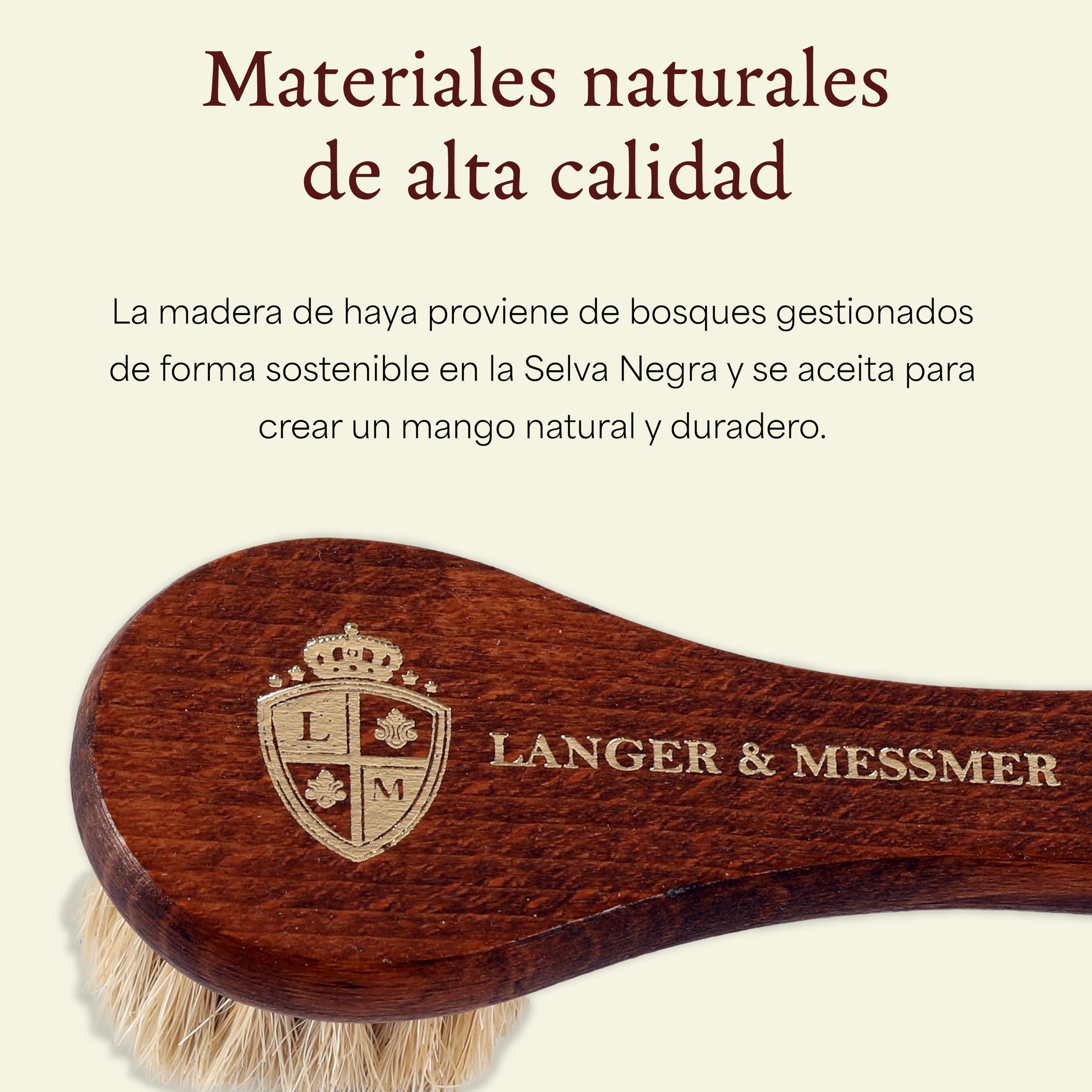Langer & Messmer Juego de cepillos para Calzado de Crin de Caballo y Pelo de Cabra para el Cuidado Profesional del Calzado de Cuero Liso - Esencial Set de 4
