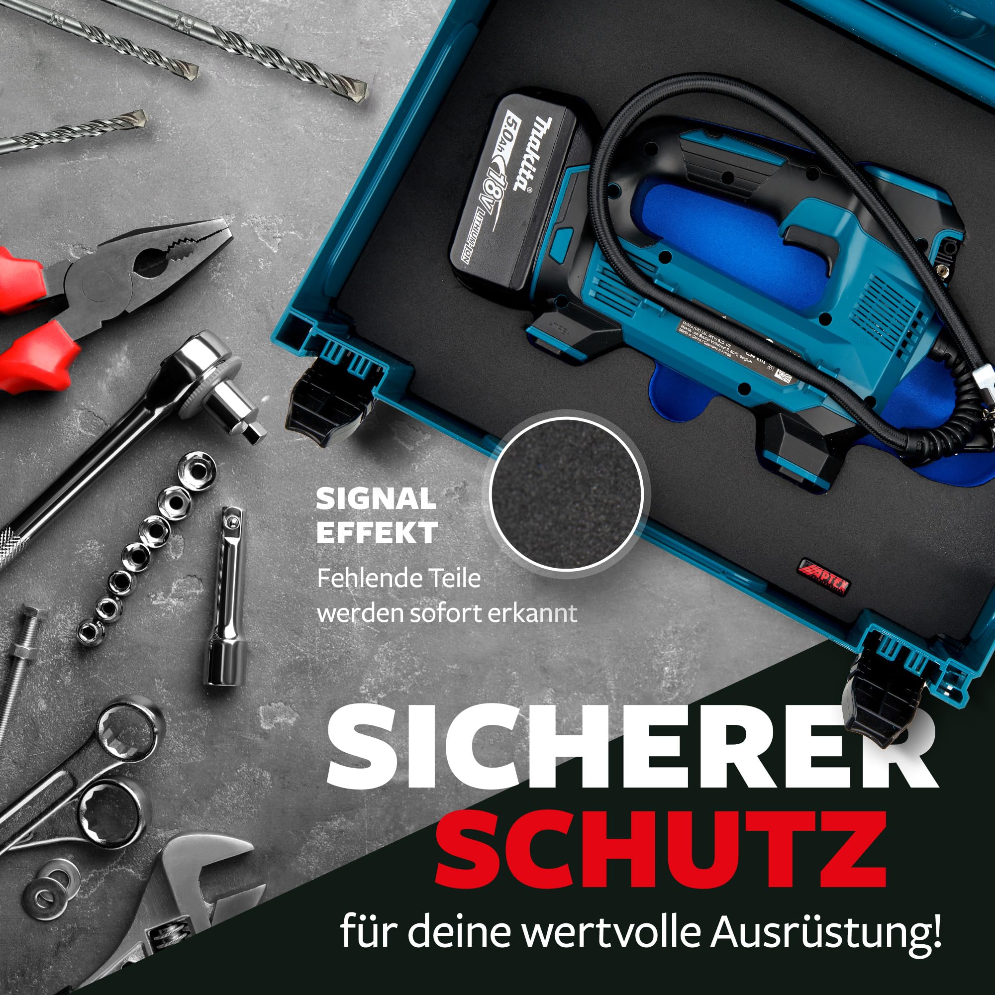 APTEX Schaumeinlage passend für Makita Akku-Kompressor DMP 180 für MakPac Gr. 2-3