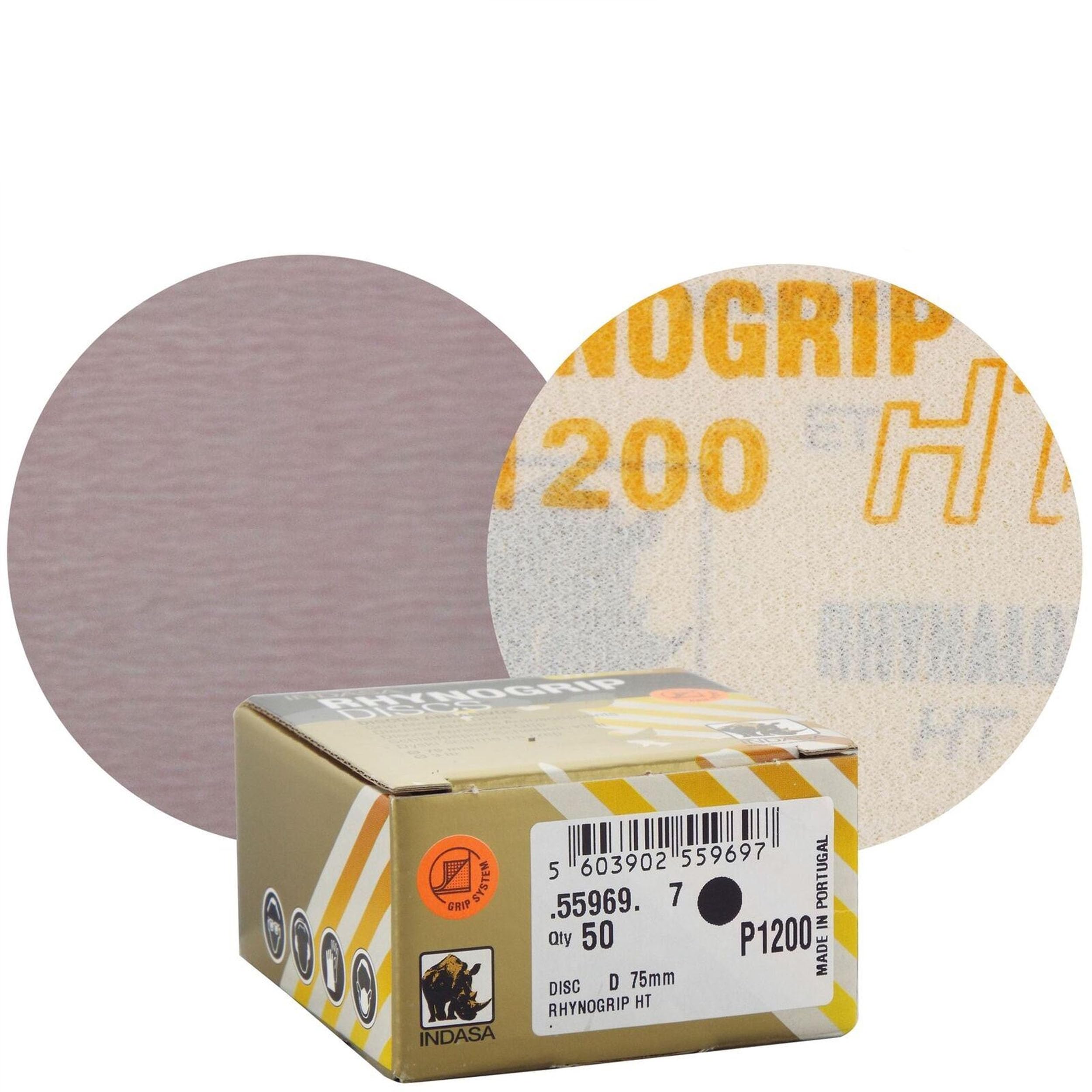 Indasa Rhynogrip HT Line 75mm 3"" Sanding Discs P1200 Box of 50 Grip System