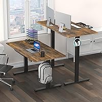 Vista 62 de SHW - Escritorio de pie eléctrico de altura regulable con memoria - 48 x 24 pulgadas, marrón rústico