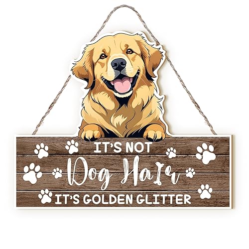MOTERMATE Golden Retriever Sign Decor, Funny Dog Signs Front Porch