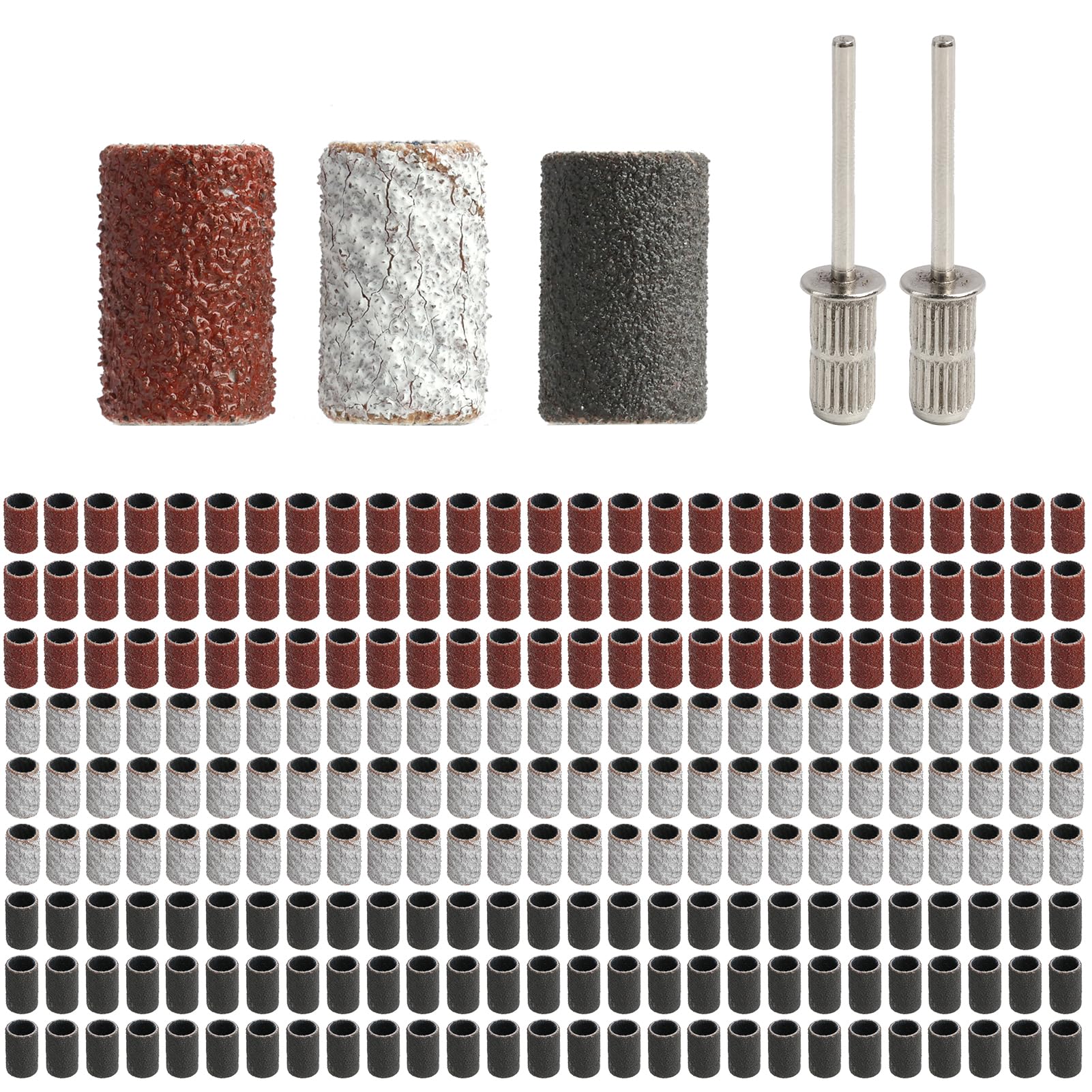 248 Piezas Bandas de Lijado, 80#120# 180# Grano, Juego con 246 Bandas y 2 Mandriles, Compatible con Dremel,Tambores de Lijado para Taladro y Herramientas Rotativas en Madera y Manualidades