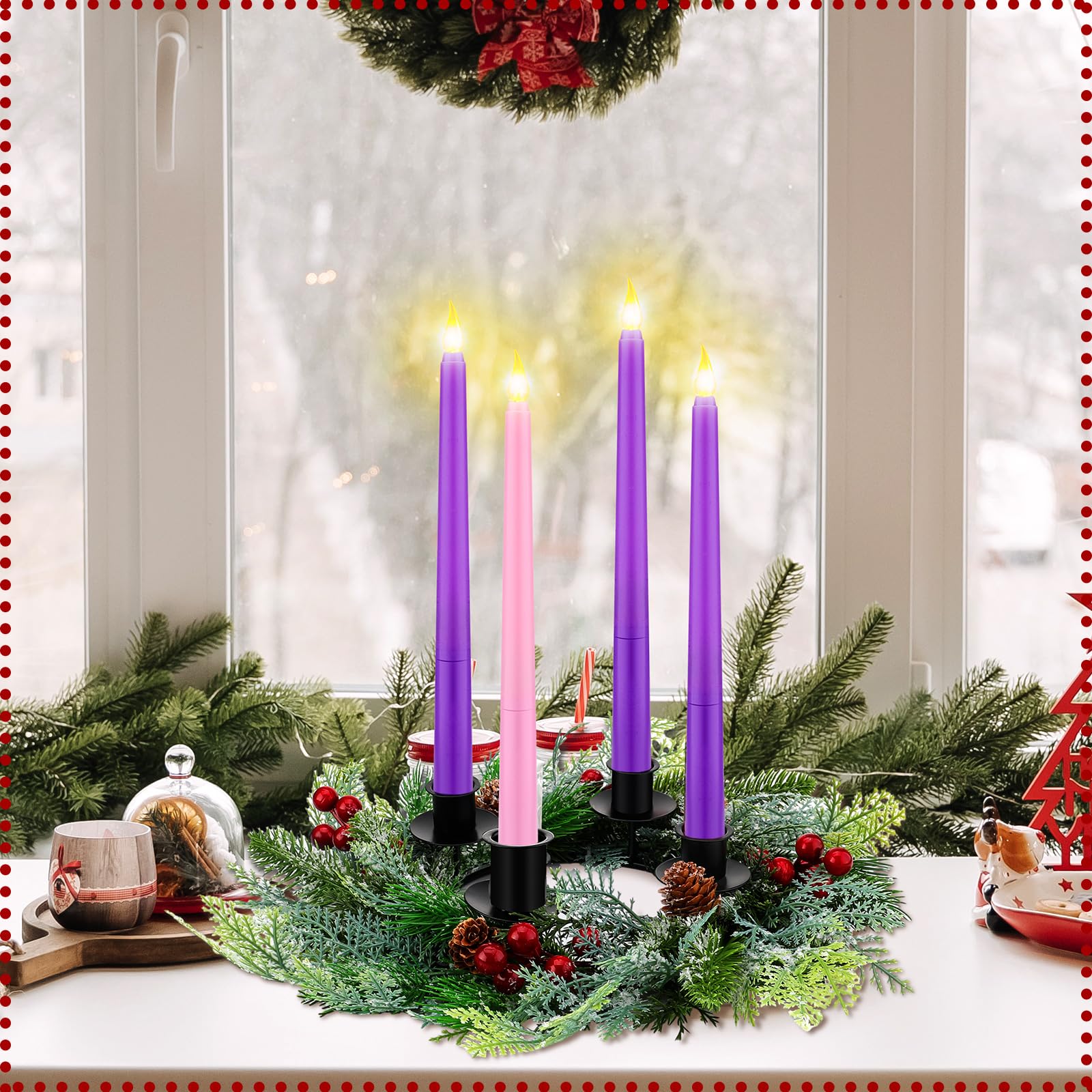 Coronas De Adviento Juego De 4 Candelabros Para Corona De Adviento, 8 Cm,  Retro, Dorado, Para Cenas Con Luz De Velas, Comedor Y Decoración De  Chimenea Corona De Adviento Con Piña, image size:1600x1600