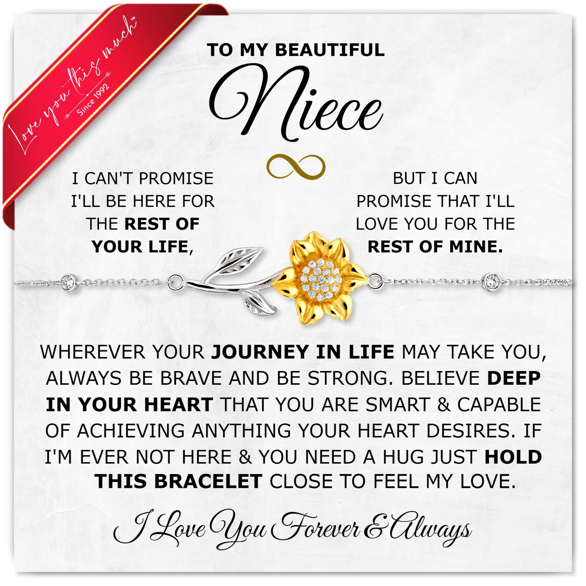 Love You This Much Niece Moon and Back Necklace