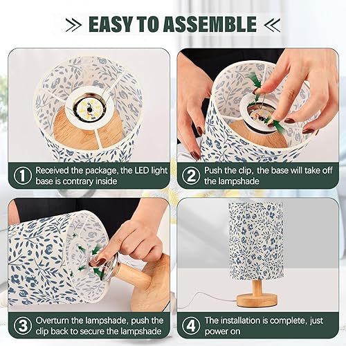 Miniatura 4 de Bedroom Lamps Small Table Lamps Cute Blue Flowers Modern Lamps for Girls Nightstand lampara de escritorio