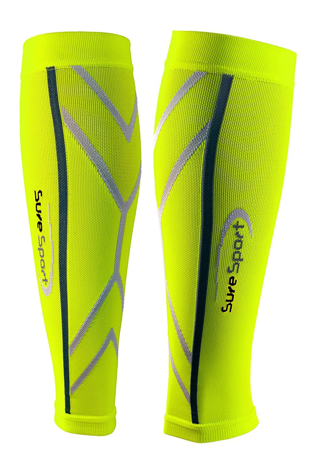 SureSport® Men's and Women's True Graduated Calf Compression Sleeves - 18-25 mmHg Medical Grade (Small, Neon Yellow) Great for Shin Splints - Ideal uses include Crossfit, Basketball, Running, Baseball, Walking, Cycling, Training and Travel - Increases Circulation - Help Speed Recovery