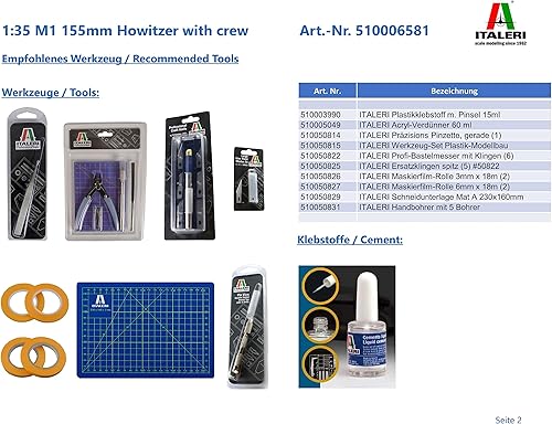 Miniatura 8 de Italeri 6581S 135 M1 6.102 in obús con tripulación, fabricación de modelos, kit de construcción, fabricación de modelos de soporte, manualidades,