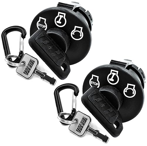 HD Switch - Paquete de 2 - Interruptor de llave de encendido para John Deere Scotts Sabre GY00191 con 4 llaves y 2 mosquetones gratis