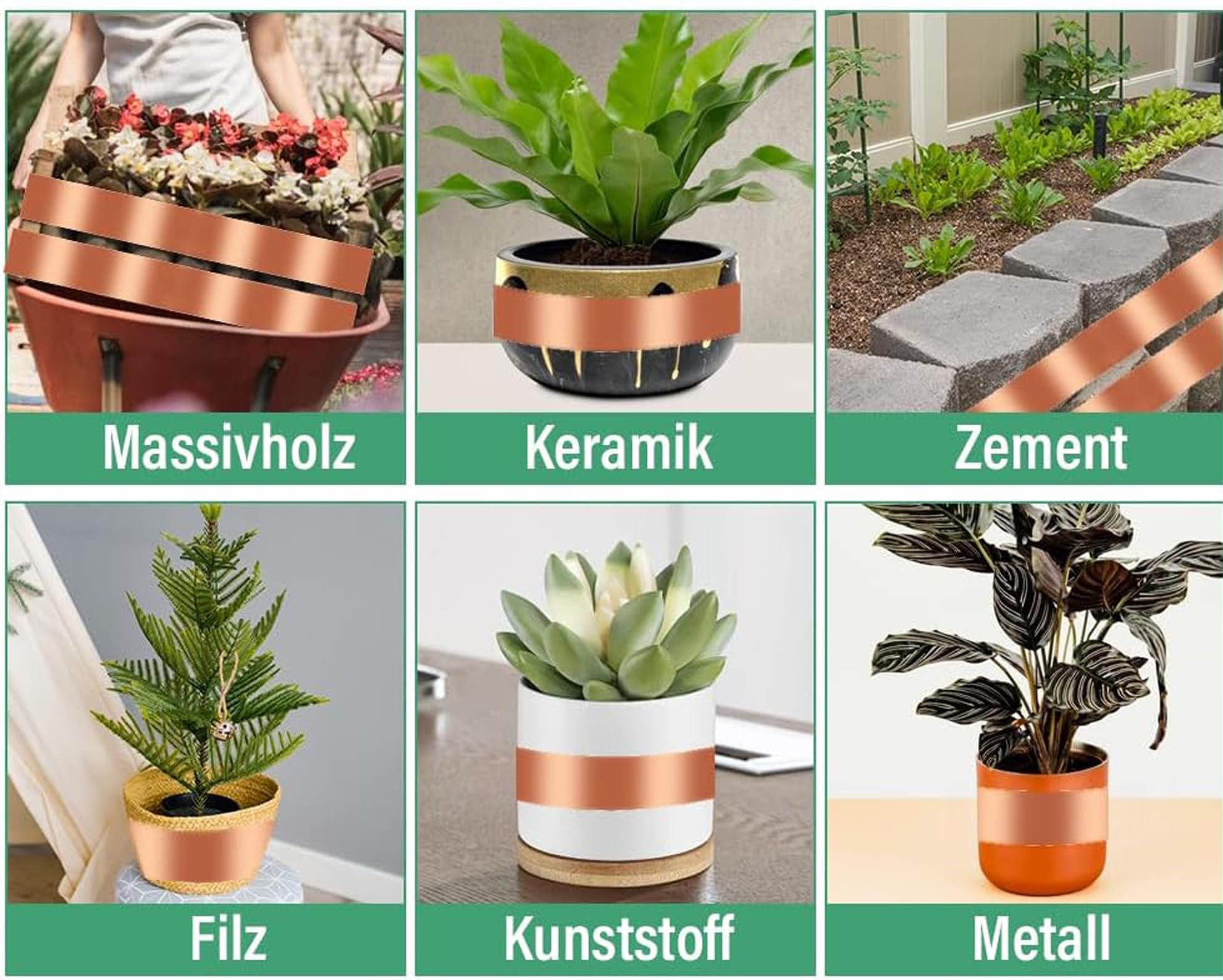 2 Piezas Cinta de Cobre contra Caracoles, Cintas Cobre Repelentes Babosas y Caracoles Cinta De Cobre Autoadhesiva Eficaz Protección Contra Caracoles para Jardines Y Plantas (40mmx20m+10mmx20m)