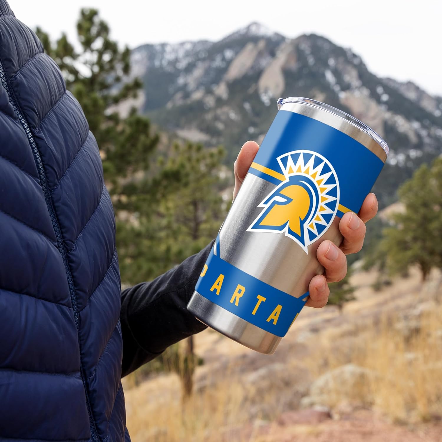 Rico Industries NCAA San Jose State Spartans Standard 20oz Stainless Steel Tumbler with Lid - Great For Coffee, Tea, Water or Cocktails