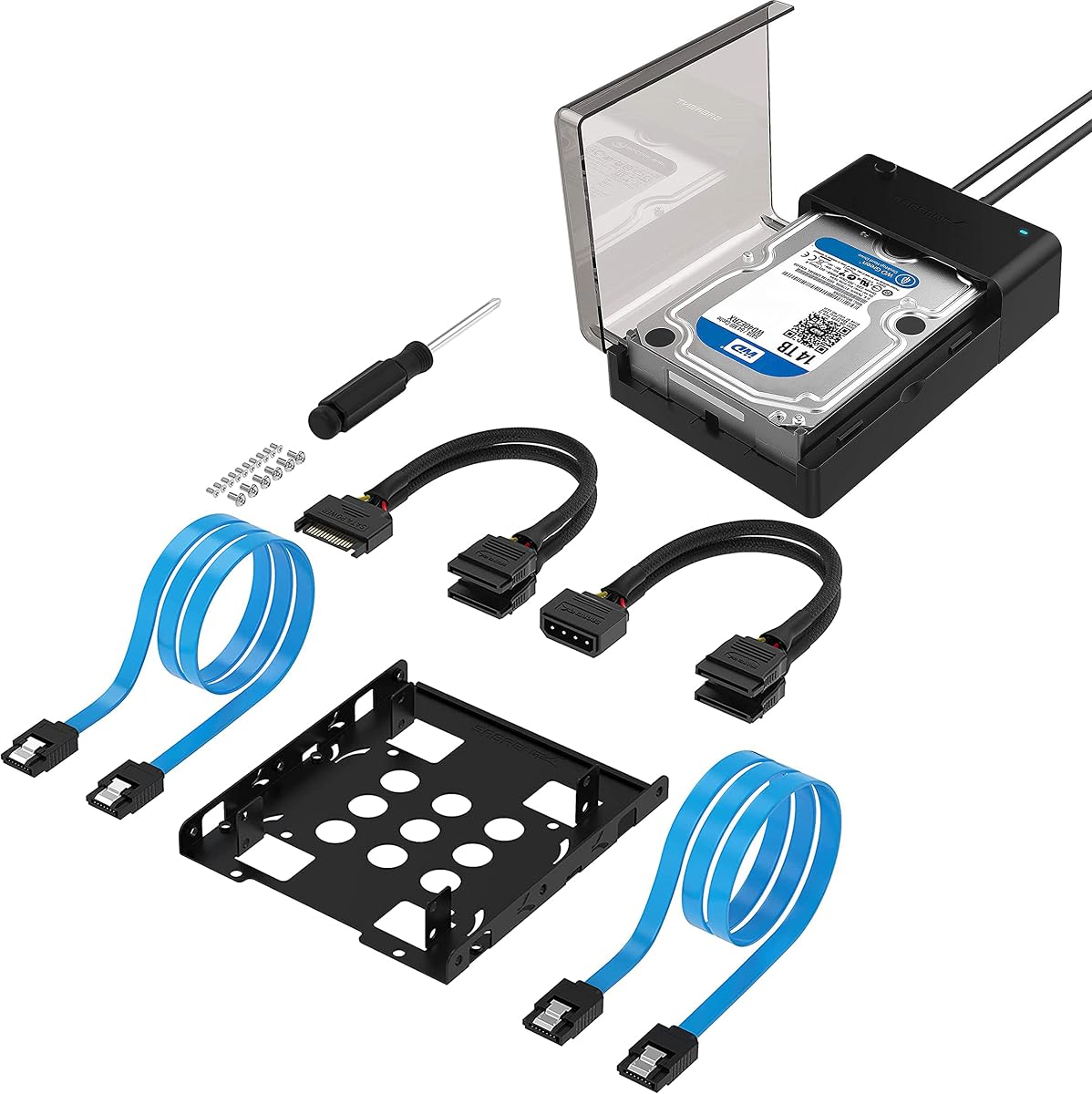 Kit de montaje de disco duro interno de 3,5 pulgadas a x2 SSD / 2,5 pulgadas con USB 3.0 a estación de acoplamiento plana de disco duro externo SATA para HDD, SSD de 2,5 o 3,5 pulgadas
