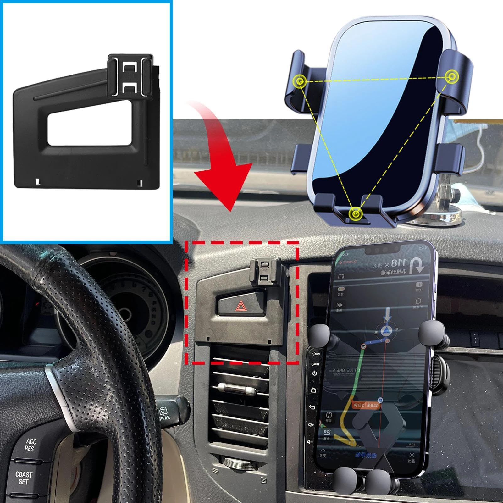Uchwyt Samochodowy na Telefon dla Mitsubishi Pajero 2011-2022, uchwyt na telefon komórkowy dla samochodu, ekran, stała podstawa, stojak na nawigację GPS (podstawa i uchwyt 1)