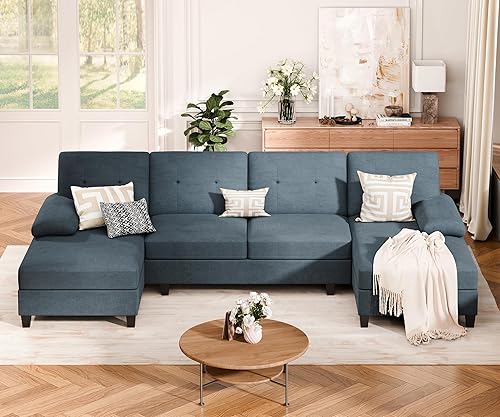 Miniatura 3 de Vongrasig Camillas seccionales para sala de estar, sofá en forma de U con diván, sofá modular grande de 4 asientos moderno para sala de estar,