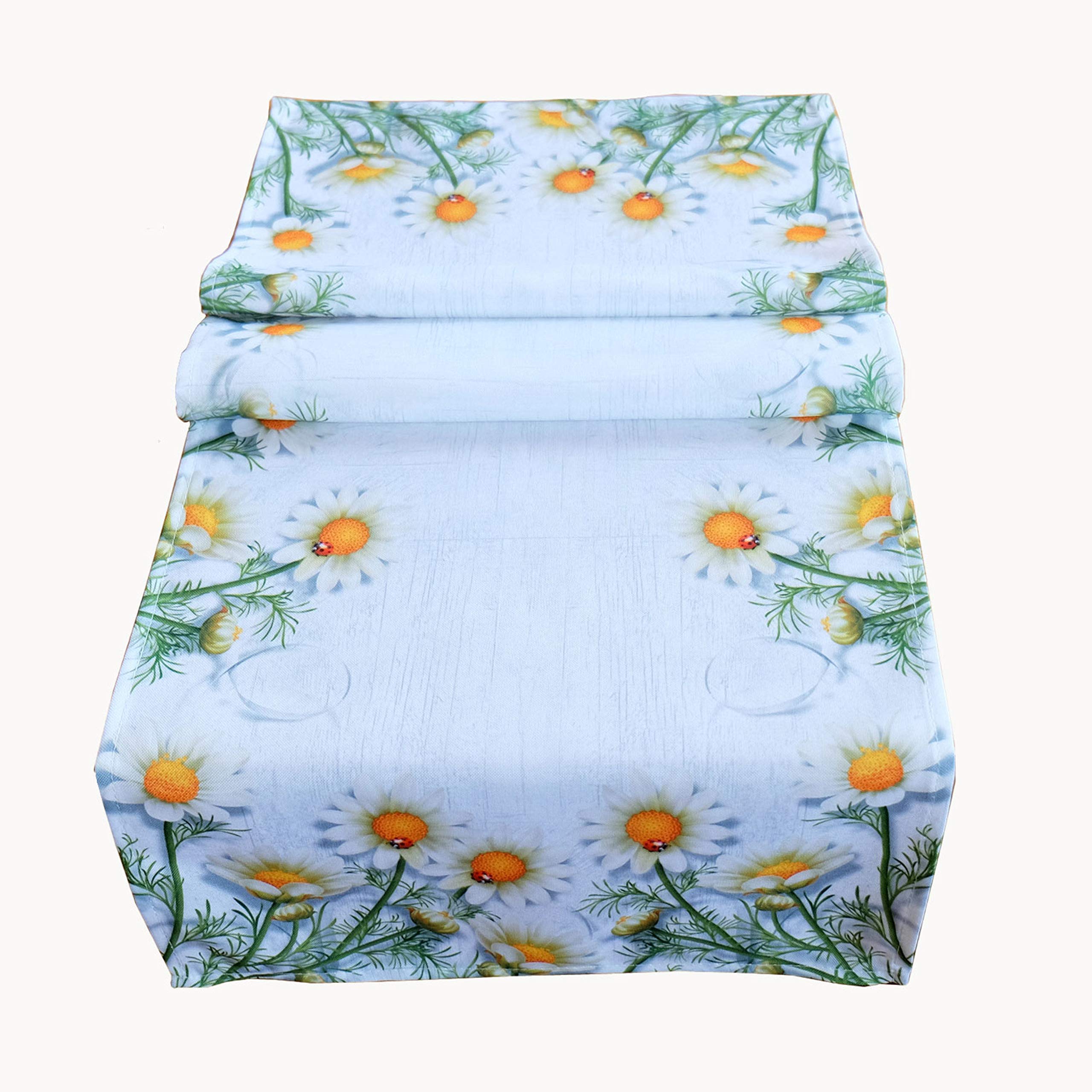 Raebel OHG Runner da tavola 40 x 140 cm con ricamo mughetto bianco verde Pasqua primavera