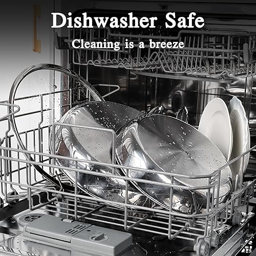 Miniatura 5 de GiPP Sartén de acero inoxidable de tres capas, sartenes híbridas de 12 pulgadas, antiadherentes, aptas para lavavajillas y horno, listas para