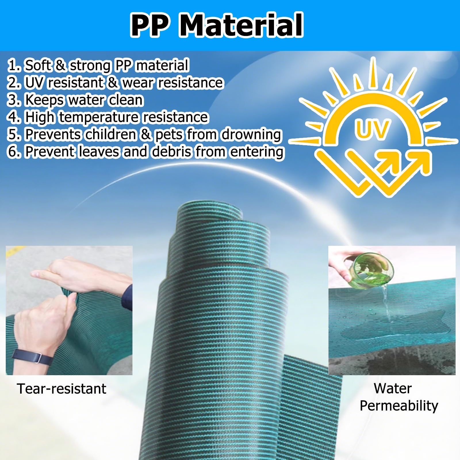 Couverture de Piscine Bâche De Protection Personnalisable pour Piscine Enterrée, Protection Hivernale Ronde pour Piscine De 0,9-10,7m De Diamètre, Prévention des Noyades(Blue,2.1m(7 ft))