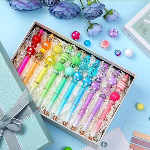 Miniatura 7 de Chivao 20 bolígrafos de metal con cuentas, varios colores, con 40 repuestos, tinta negra para niños, mujeres, estudiantes, regalo, oficina, escuela,