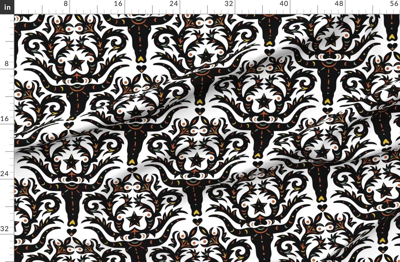 Spoonflower Fabric - Star State Western Cowboy Cow Bull Southwest Country Style Printed on Organic Cotton Sateen Fabric by The Yard - Sewing Quilting Apparel Home Decor