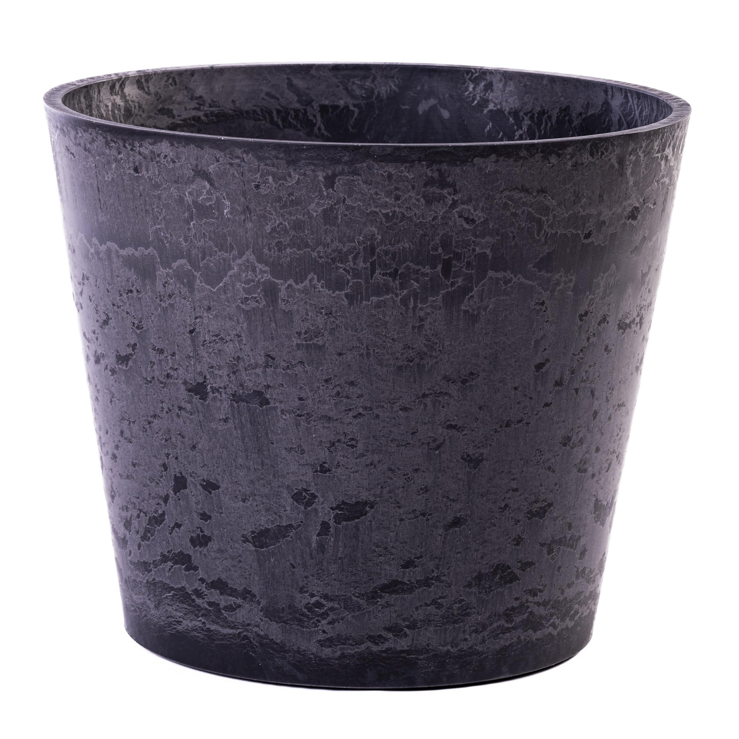 Garden Gear Caesar Charcoal Plastic Marble Effect Garden Planter, Frostproof, UV Resistant Flower Pot for Patio & Outdoor Use (41cm Pot x1)