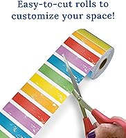 Vista 8 de Carson Dellosa All are Welcome - Bordes de 65 pies para tablón de anuncios de rayas de arcoíris, 1 rollo de ribete colorido para pizarra blanca