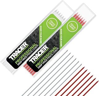 Tracer Deep Hole Bleistift Alternative Minen Set - 12 x 2,8 mm hochsichtbare farbige Minen für den Bleistift 6 x rot, 6 x weiß, 12 x Bleistiftminen