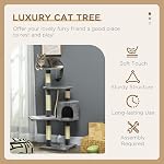 PawHut 46Inch Scratching Cat Tree, Multi Level Cat Tower for Large Cats Adult with Toys and Condo, Grey