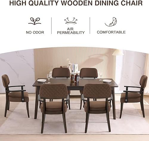 Miniatura 8 de Sillas de comedor de terciopelo con brazos, silla de comedor tapizada de madera con respaldo abierto, sillas de comedor modernas para cocina,