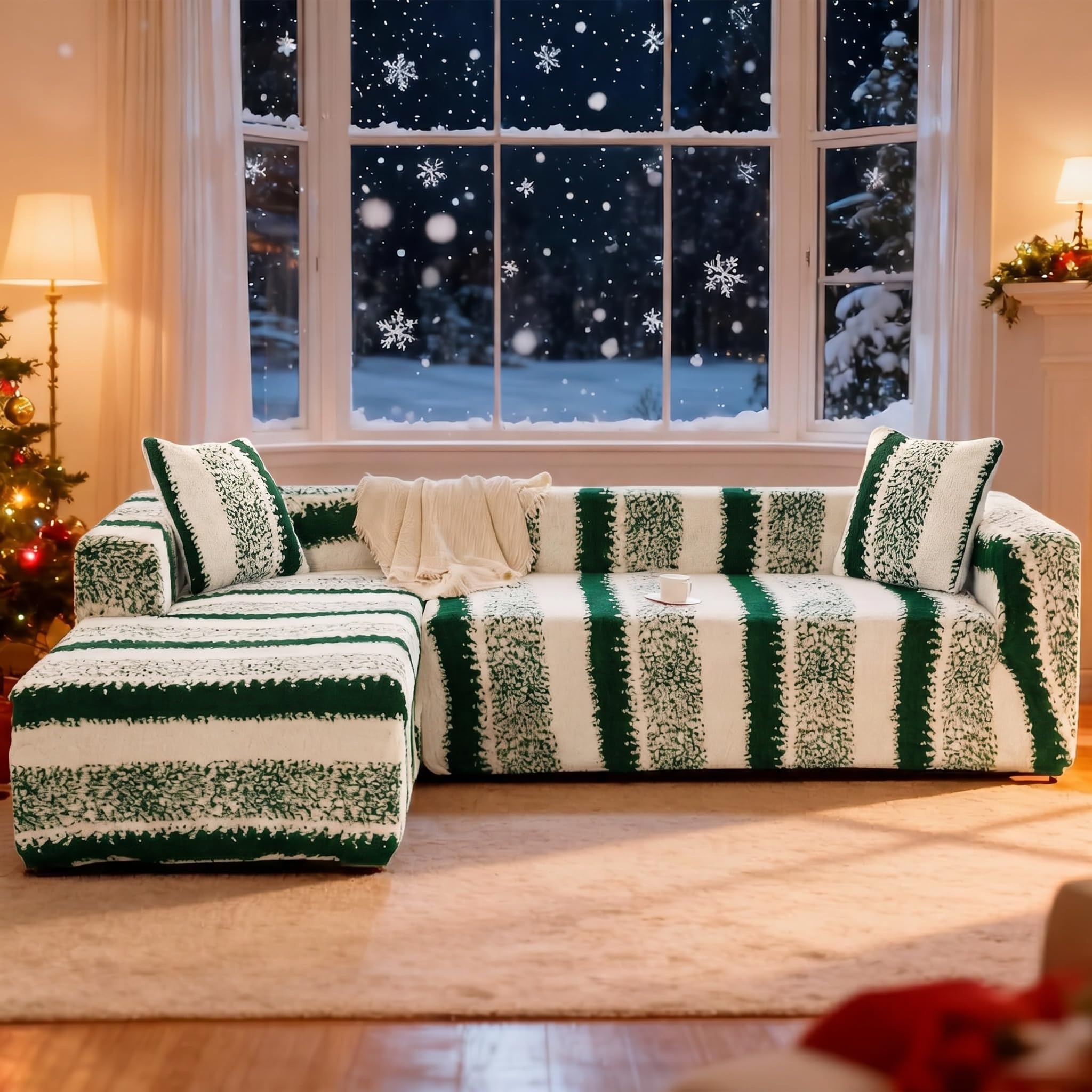 Recliner Chair Cover Stretch Jacquard Slipcover for 1, 2, 3 Seater Recliners, Washable Furniture Protector for Lazyboy, Electric Chairs, and Pet-Friendly Couch Covers (Velvet Green, 3 Seater+3 Seater) — image 1