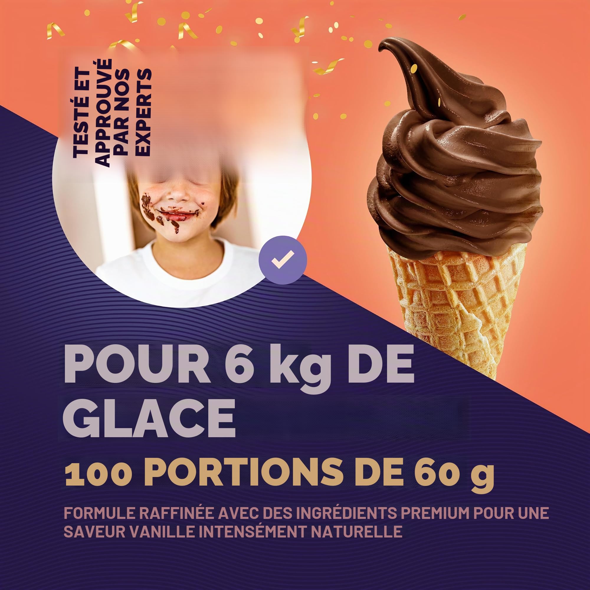 Bounce24 Préparation Glace Italienne Chocolat 2 kg en Poudre 100 Boules | Avec 20% de cacao et lait entier en poudre, juste de l'eau, crémeux comme chez le glacier, jusqu'à 100 portions