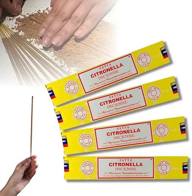 Lot de 4 bâtonnets d'encens anti moustique Satya - Citronnelle