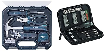 Bosch Hand Tool Kit (Blue, 12 Pieces) & Screwdriver Set (38-Pieces) Combo