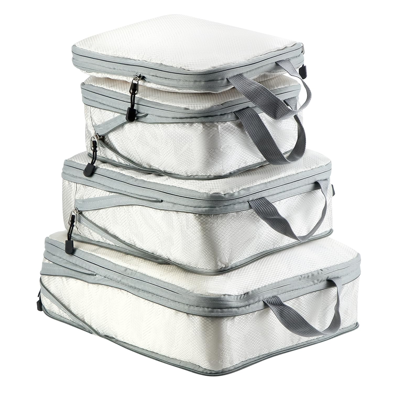 Qwork Beige Qwork® Set Of 4 Compression Packing Cubes, Travel Storage Bag And Essentials Organizer For Suitcase, Lightweight And Durable