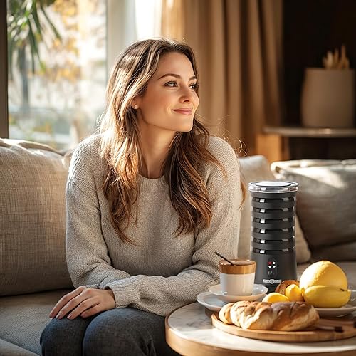 Miniatura 9 de Espumador de leche, vaporizador y espumador de leche 4 en 1 Paris Rhône, calentador de leche de espuma caliente y fría con control de temperatura,