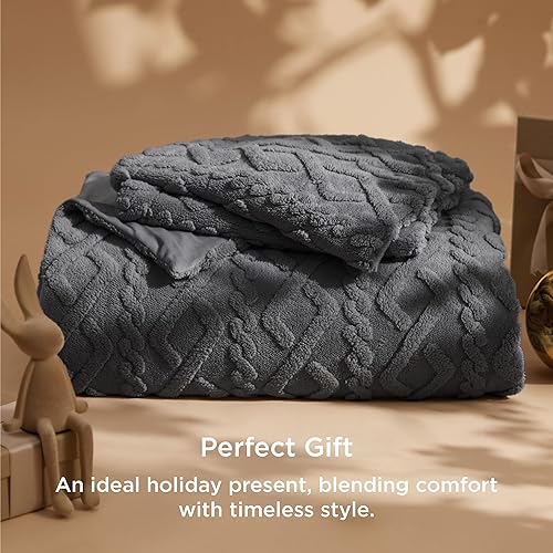 Miniatura 6 de Bedsure Juego de funda de edredón mullida, piel sintética, tamaño Queen, afelpada, gris oscuro, 3 piezas, 1 funda de 90 x 90 pulgadas, cierre de