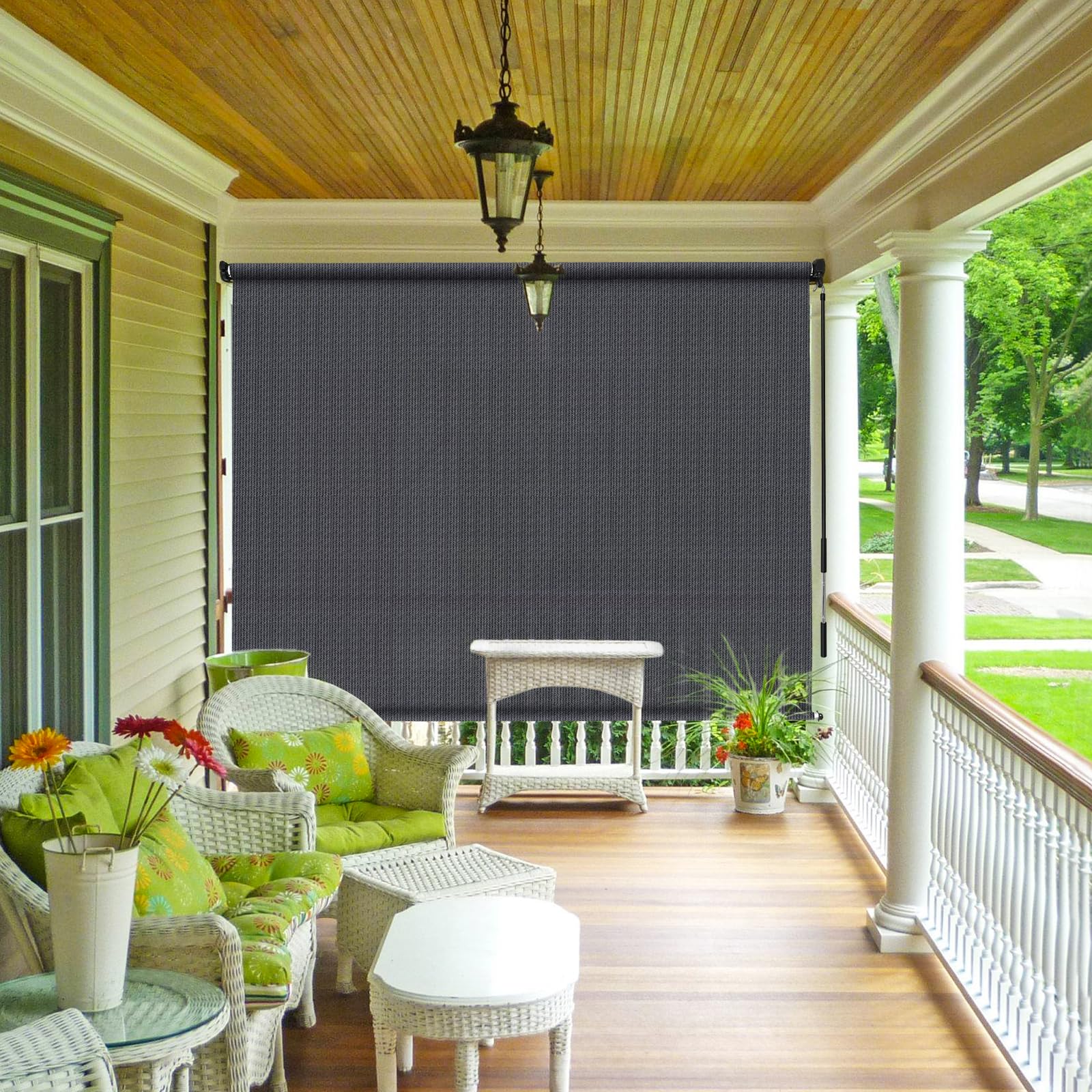 Snapklik.com : Outdoor Roller Shades, Patio Roll Up Blinds Custom Cut