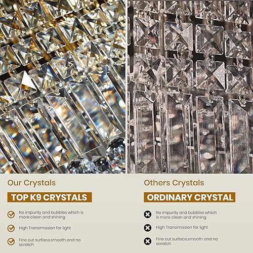 Miniatura 5 de Candelabro rectangular de cristal K9, moderno, rectangular, para comedor, isla de cocina, cromado, 40 x 10 x 10 x 10