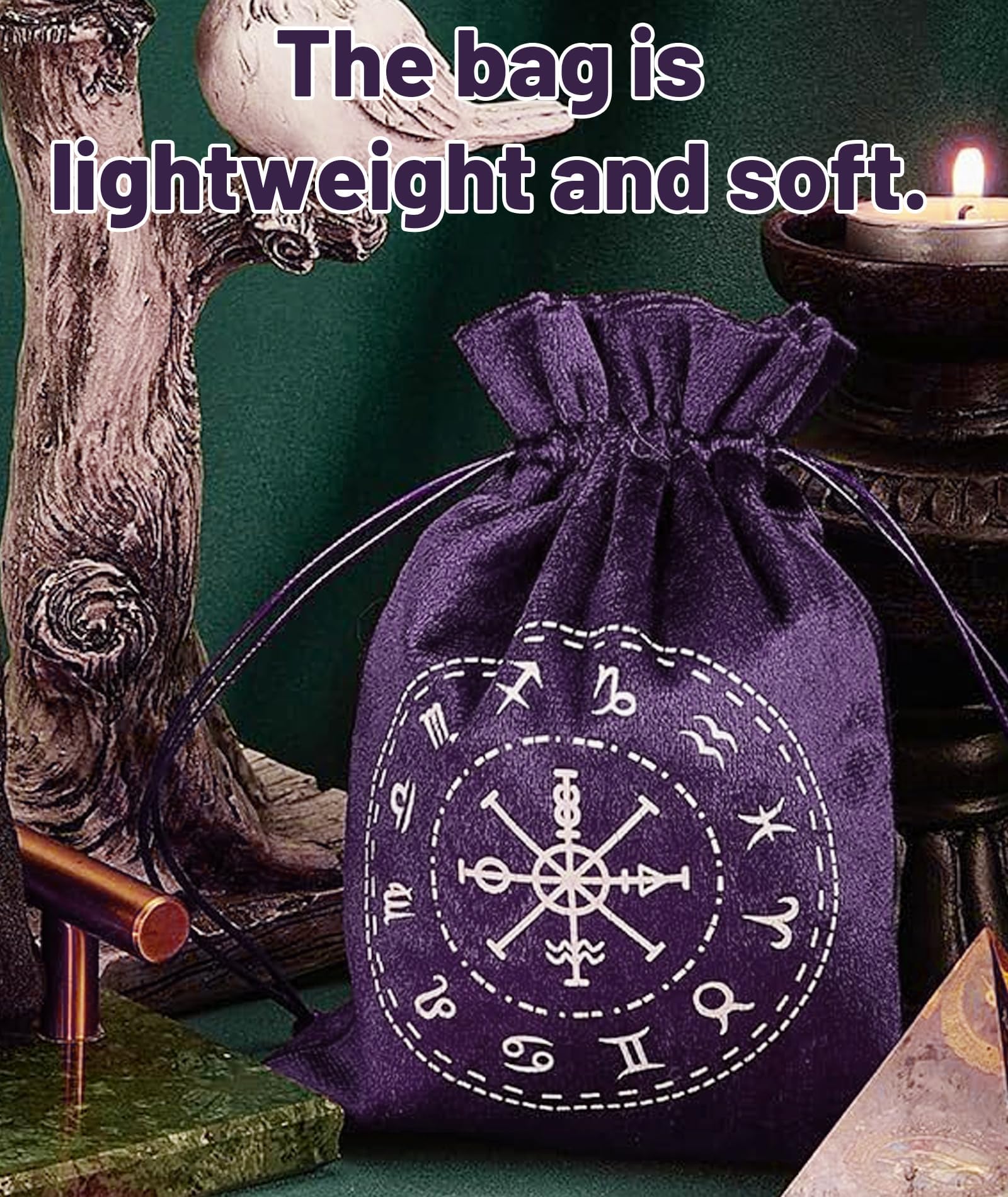 Buildcon Dice Bag for Tarot Deck Storage, Velvet Tarot Accessories, Black and Purple Tarot Card Pouch with Drawstring, (13 * 18cm/5.11 * 7.08in) Gift Bag for Tarot Accessories 1