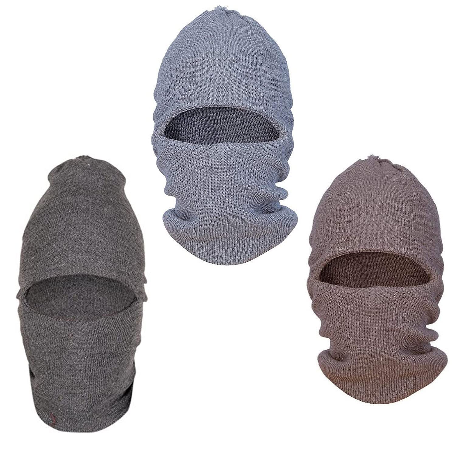 Wool Men'S Wollen Monkey Cap 3 Pcs Combo (Free Size) Multicolour