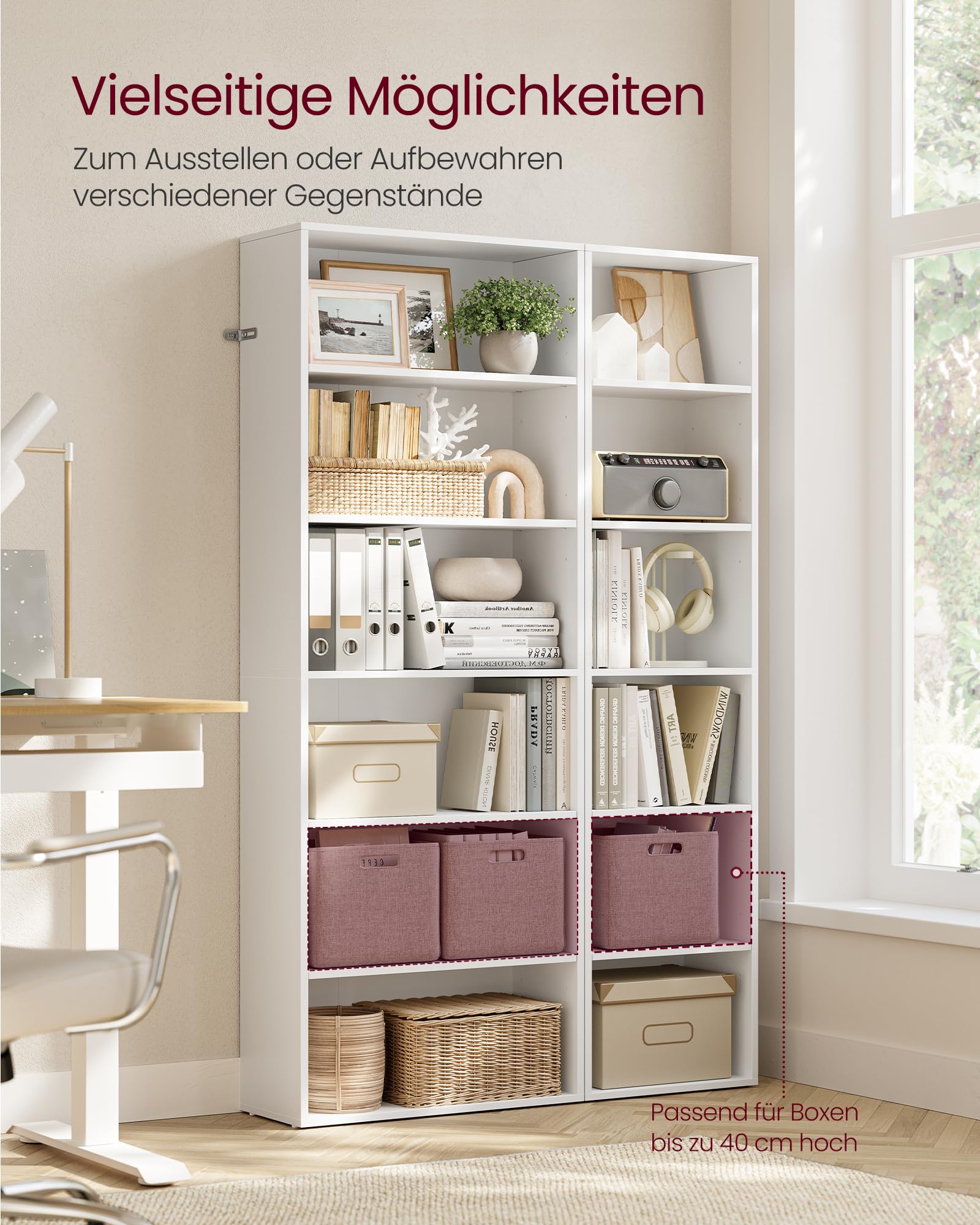 VASAGLE Custos Kollektion Bücherregal 6-stöckiges Standregal 24x60x178,5 cm wolkenweiß LBC169T14