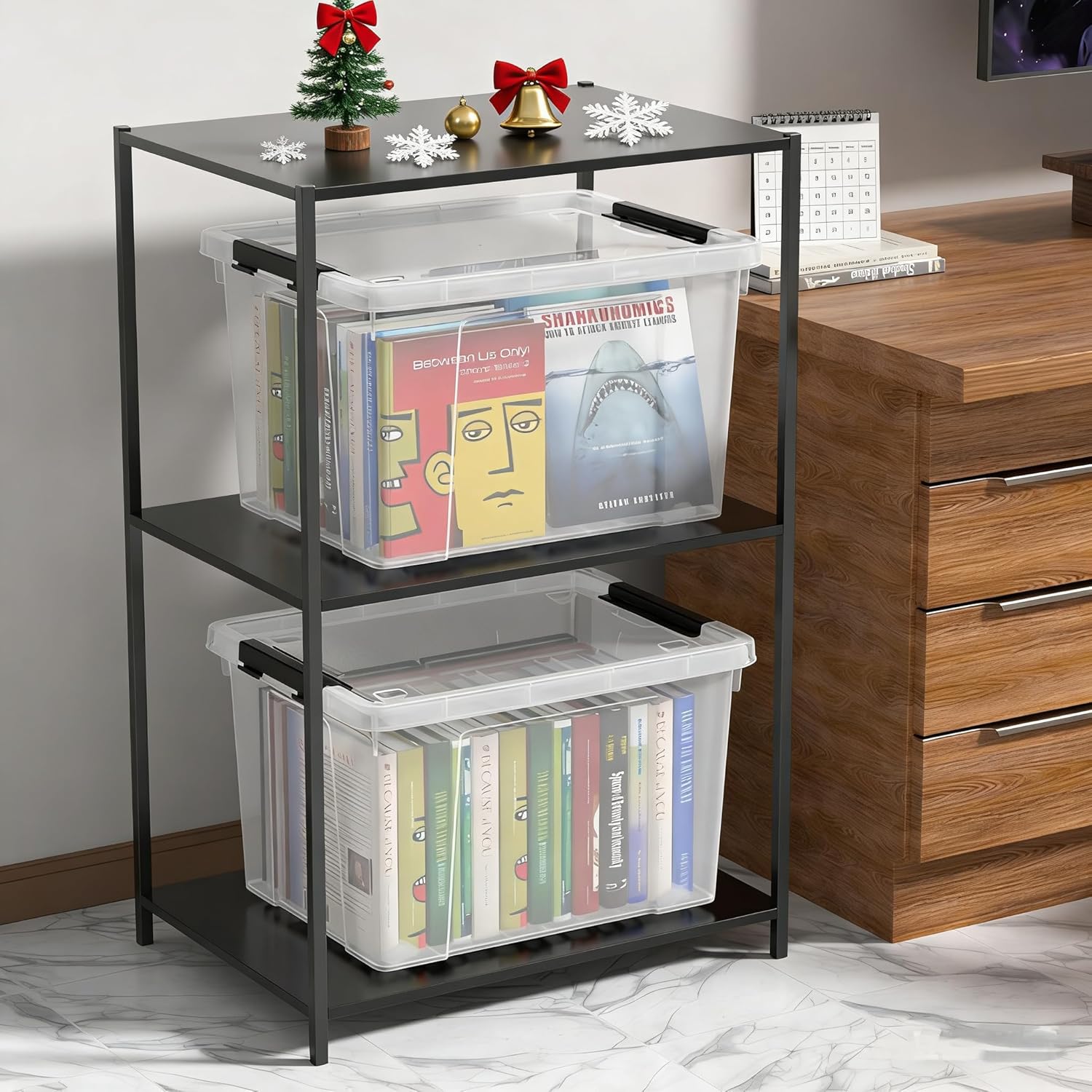 40 Quart Plastic Storage Bin, Stackable and Nestable Storage Boxes with Lids and Secure Latching Buckles, Storage Container for Home or Office Organization (Clear, 40Quart-4Pack)