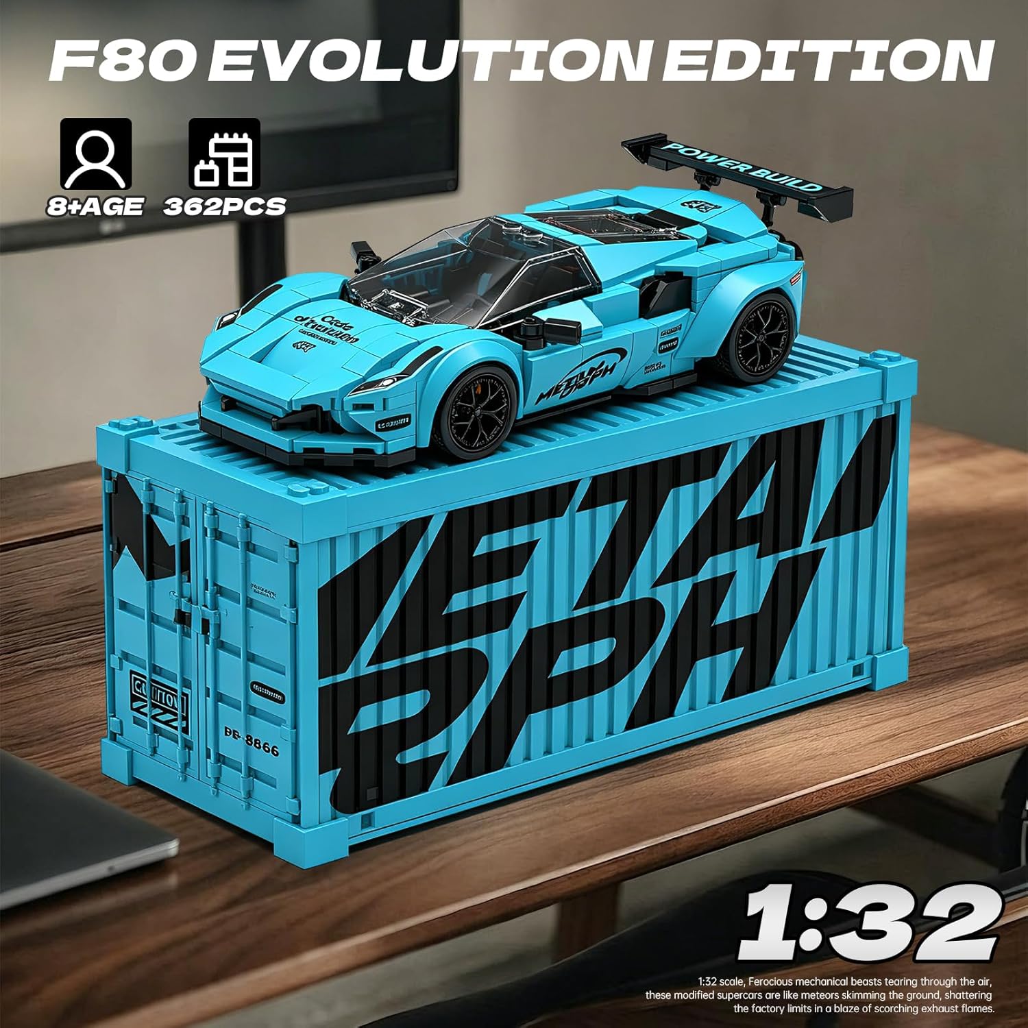 F8 Tributo Building Cars with Display Container, Compatible with LEGO Speed Champions 76895, Education Building Car Gift for Kids and Boys Ages 8-16 Years(362 Pieces)