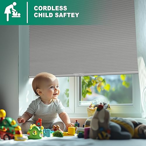 Miniatura 3 de BERISSA Persianas celulares opacas sin cordón, sin necesidad de taladro, sin herramientas, persianas celulares fáciles de instalar, persianas