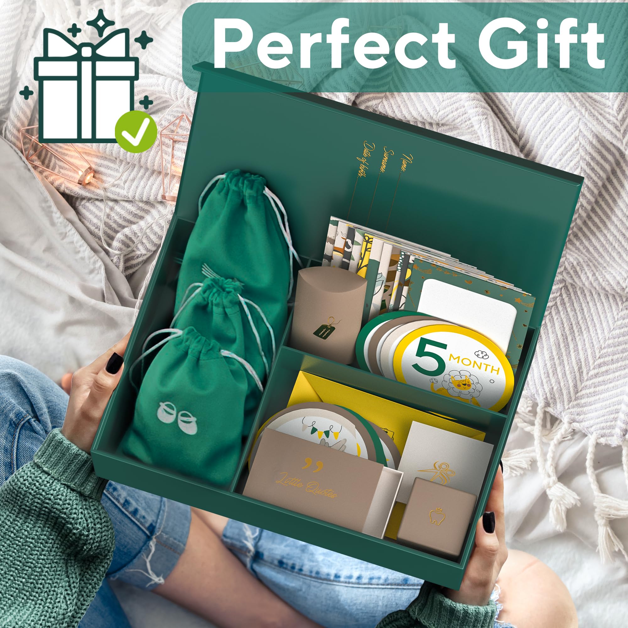 Ultimative Baby-Erinnerungsbox für Mädchen, Jungen – schöne Erinnerungsbox für werdende Mütter – mit Hand- und Fußabdruck-Set, Meilenstein-Aufkleber, Zahnbox & mehr – perfekte Mama und Papa Geschenke