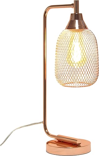 Miniatura 2 de Elegant Designs LD1060-RGD - Lámpara de mesa de alambre de malla, oro rosa