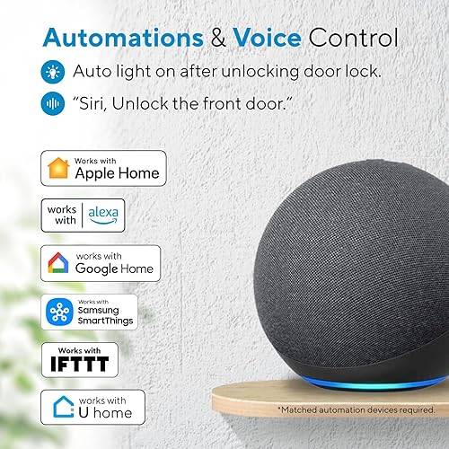 Miniatura 5 de ULTRALOQ Bolt - Cerradura inteligente de huellas dactilares, funciona con Apple HomeKit, cerradura de puerta de entrada sin llave WiFi integrada,