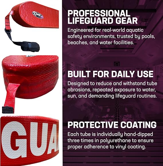 Kemp USA Standard and Premium Grip It Rescue TubeTM with Mesh and Guard Logo - Life Guard Equipment for Pool Safety