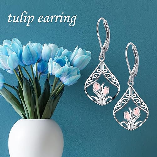 Miniatura 6 de Aretes de filigrana de plata de ley con forma de lágrima de filigrana con cierre de palanca, joyería de filigrana, regalo para mujeres y niñas