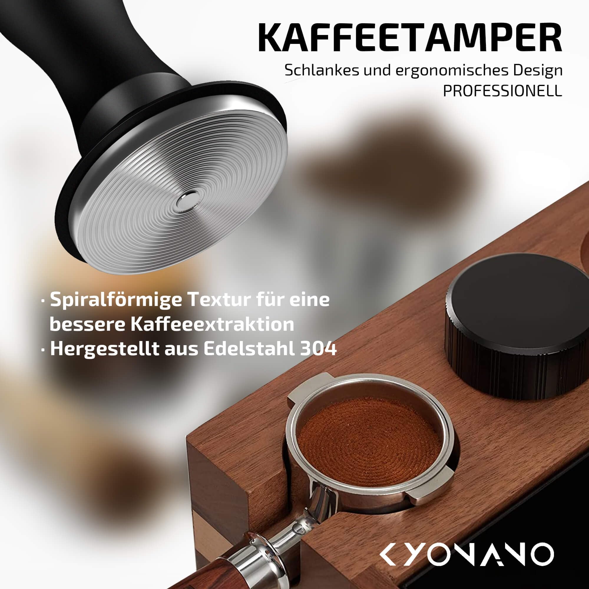 KYONANO Tamper de 51 mm, apisonador de café expreso, elegante prensa de fuerza decente, calibrado a presión de contacto de 30 libras, acero inoxidable 304, accesorios para máquina de café expreso